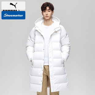 PUMA彪马羽绒服男装2026夏季新款连帽白色保暖中长款外套692851