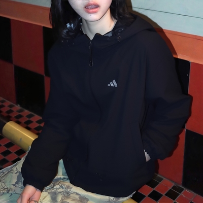 Adidas阿迪达斯加绒连帽外套女款2025冬季新款运动休闲夹克KS2807