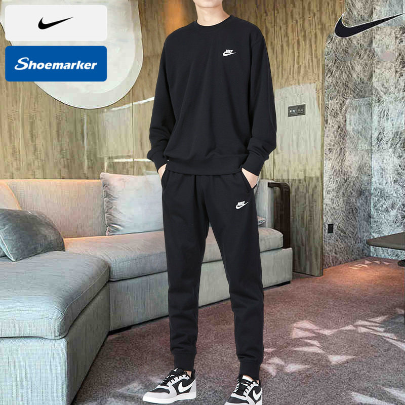 nike耐克秋季运动套装男跑步长袖健身衣服圆领上衣卫衣卫裤两件套