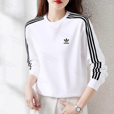 阿迪达斯三叶草卫衣男装女装2025冬季新款运动服三条纹情侣套头衫