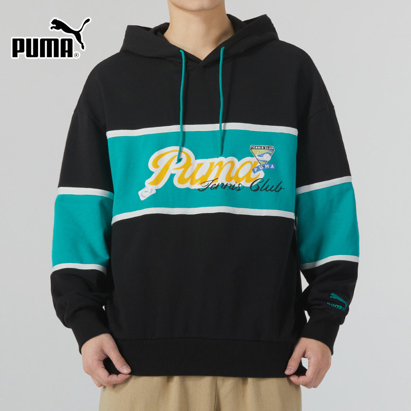 彪马卫衣男装女装秋冬新款透气运动上衣情侣休闲服拼接连帽套头衫