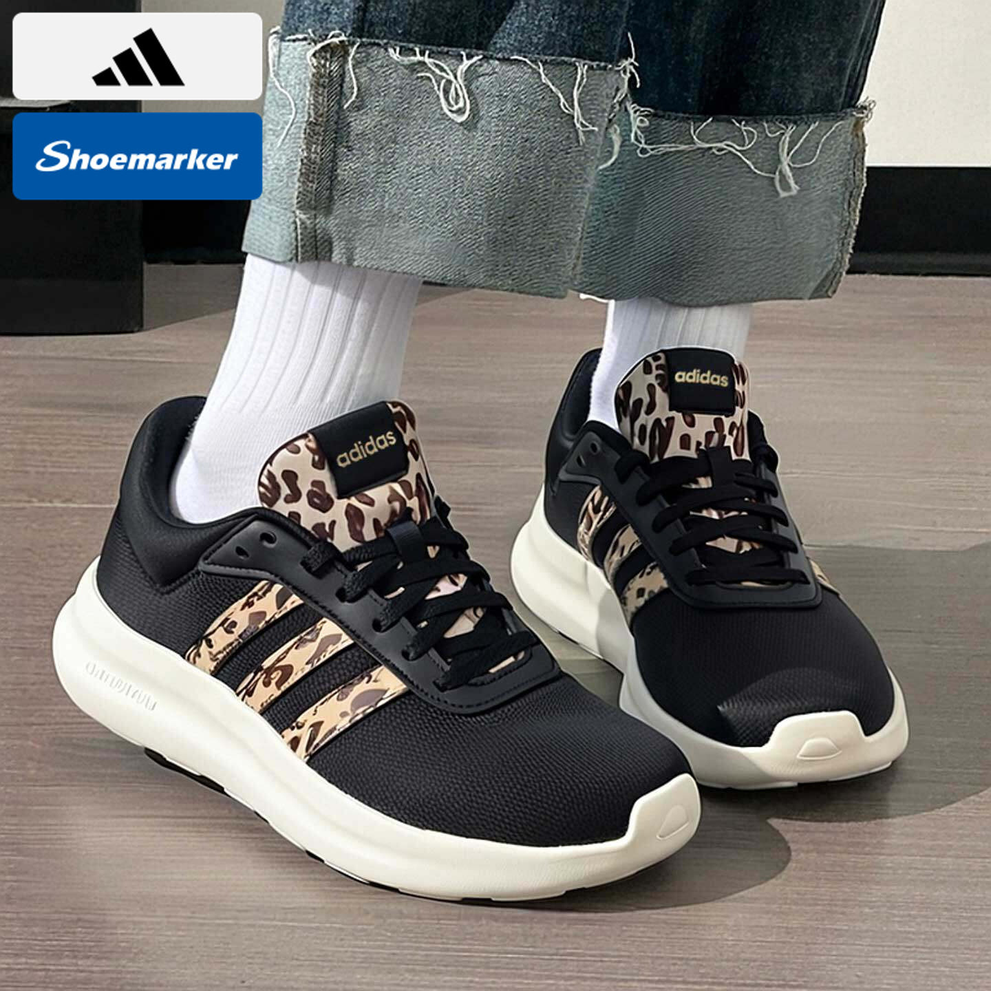 阿迪达斯官方正品豹纹女鞋跑步鞋秋季透气运动鞋休闲鞋轻便妈妈鞋