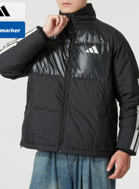 阿迪达斯 （adidas）立领羽绒服男春季新款运动服黑色加厚鸭绒外