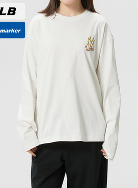 MLB男女款NY长袖T恤2026新年款运动服打底白色套头衫潮3ATSQ0361