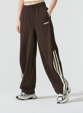 阿迪达斯棕色长裤女裤冬季新款宽松运动裤休闲裤跑步裤子KC0290
