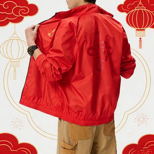 本命年红色夹克外套JM5561 新款 阿迪达斯三叶草新年款 外套2026春季