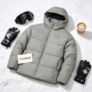Adidas阿迪达斯男款羽绒服冬季新款保暖连帽羽绒外套连帽面包服男