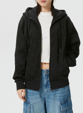 MLB官网针织夹克NY黑色运动服男女装2026春季新款外套3ATRM0161