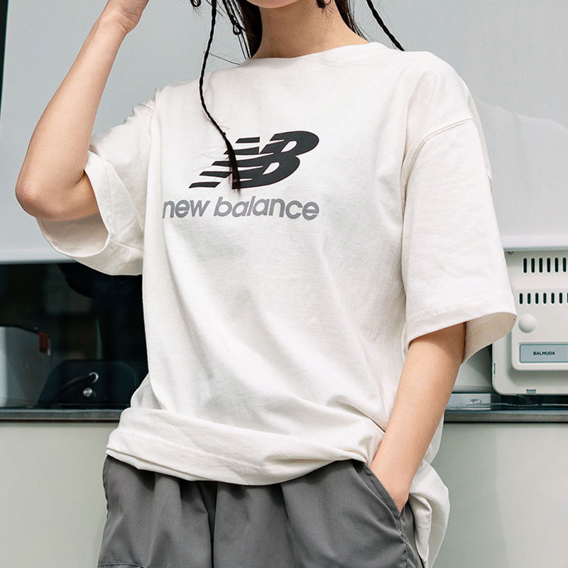 New balance NB白色短袖男女夏季情侣透气运动服透气圆领T恤半袖
