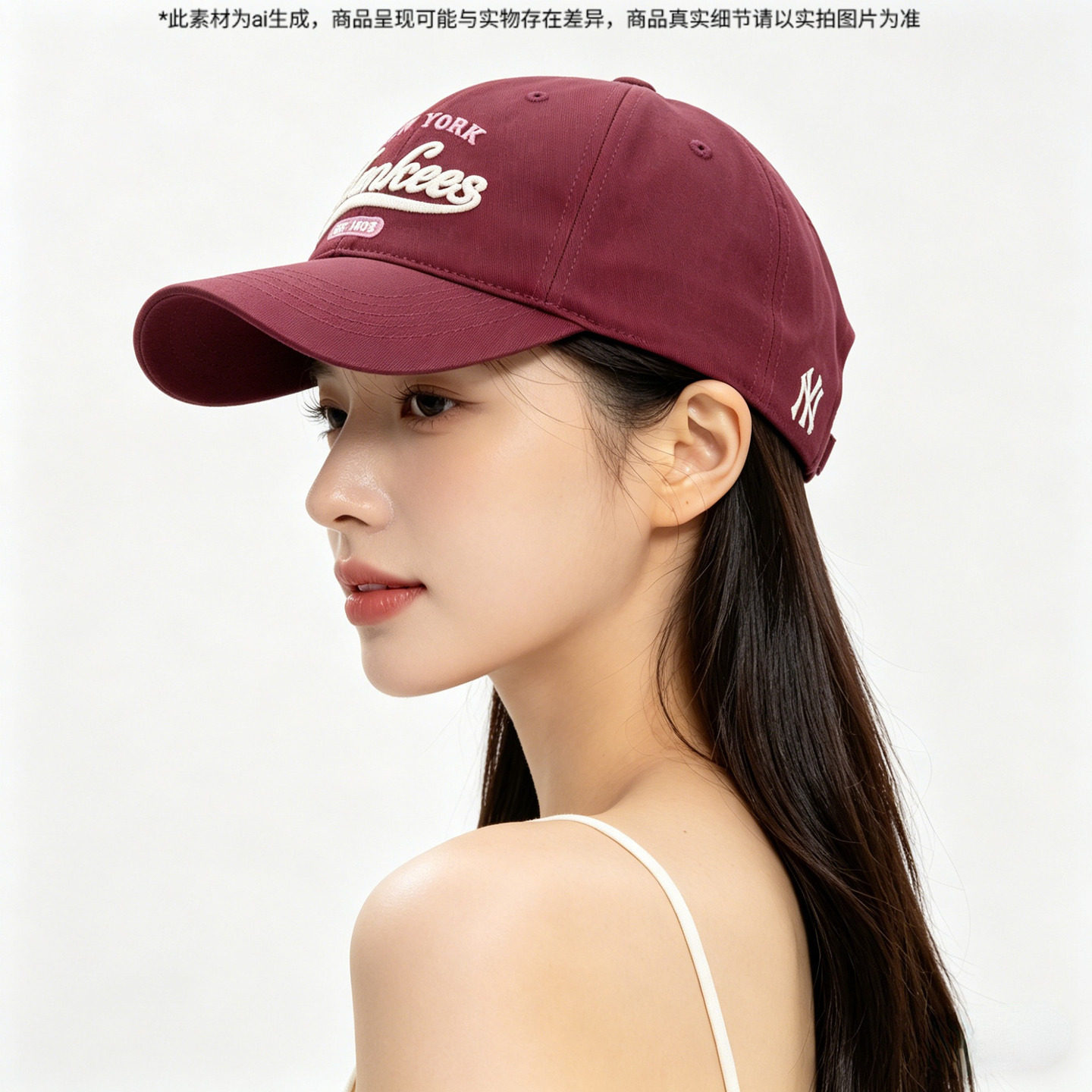 MLB官方男女帽子2026春季新款运动帽酒红色鸭舌帽情侣遮阳棒球帽图片