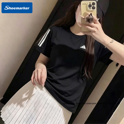 阿迪达斯速干T恤女装2026夏季新款CLIMACOOL清风跑步健身运动短袖