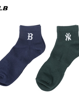 MLB官网男袜2025新款女袜运动休闲袜子透气中筒袜两双装3ASOS044N