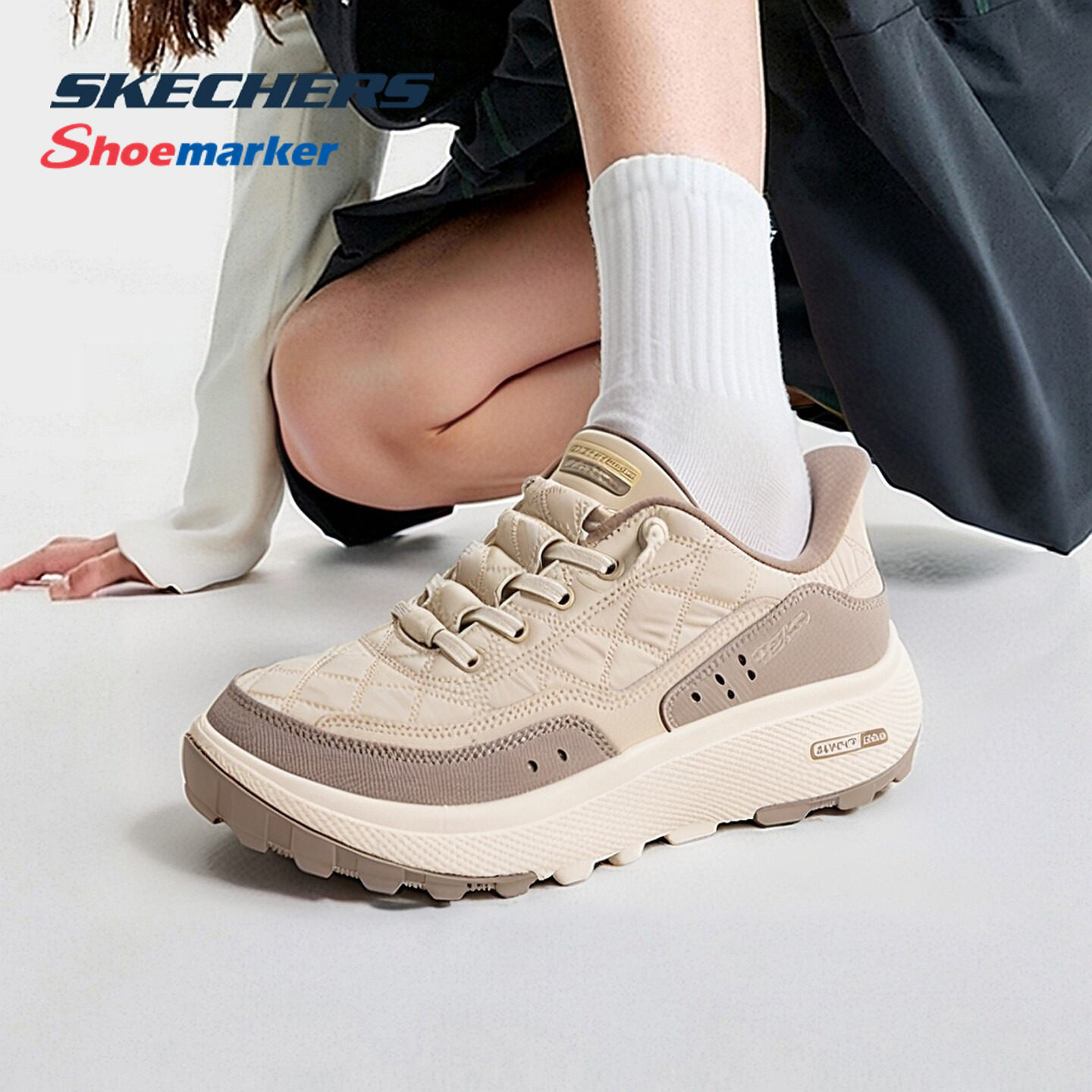 Skechers斯凯奇一脚蹬穿脱女鞋徒步鞋轻便妈妈鞋登山鞋户外运动鞋