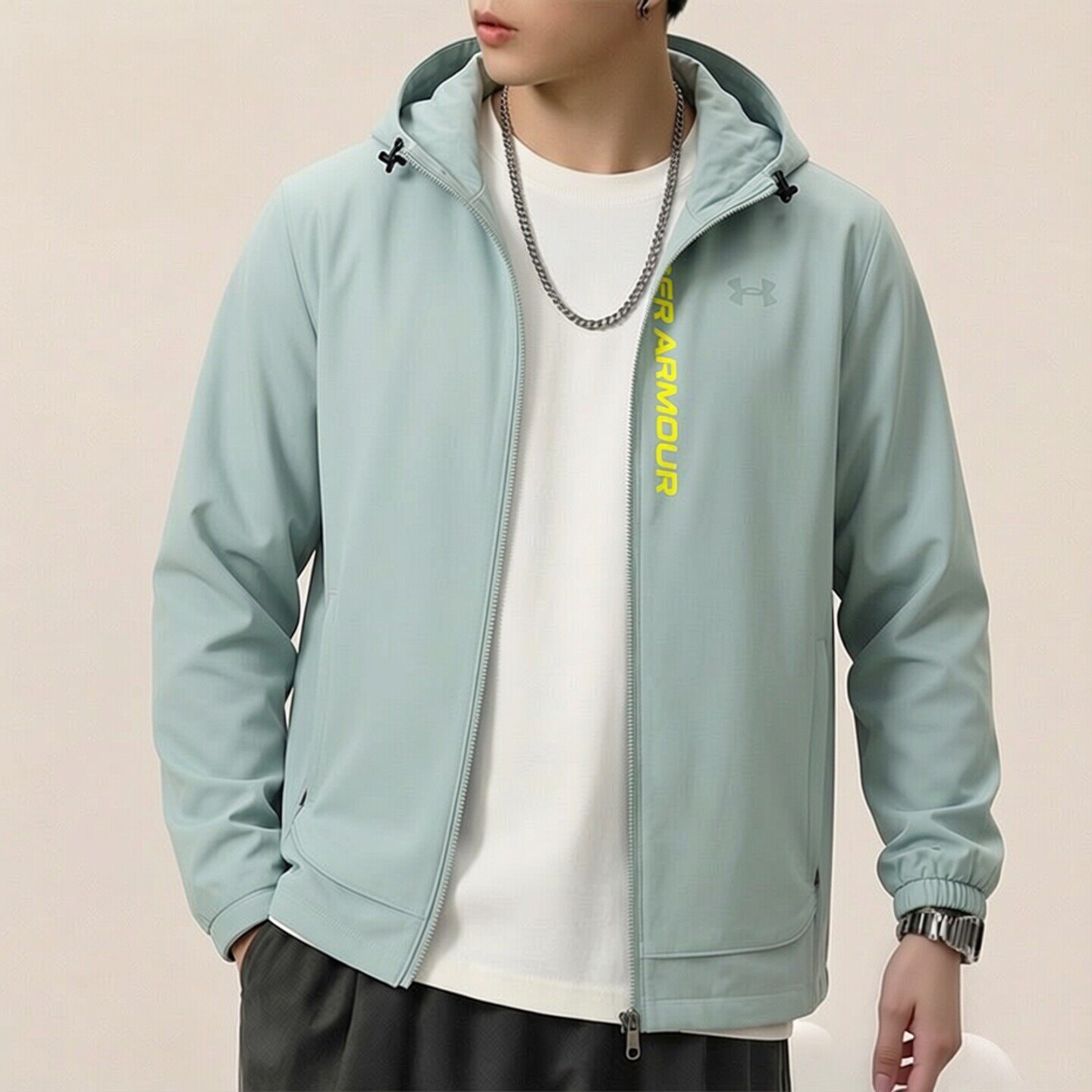 安德玛跑步服上装男款2026春季新款健身衣透气快干训练梭织夹克男