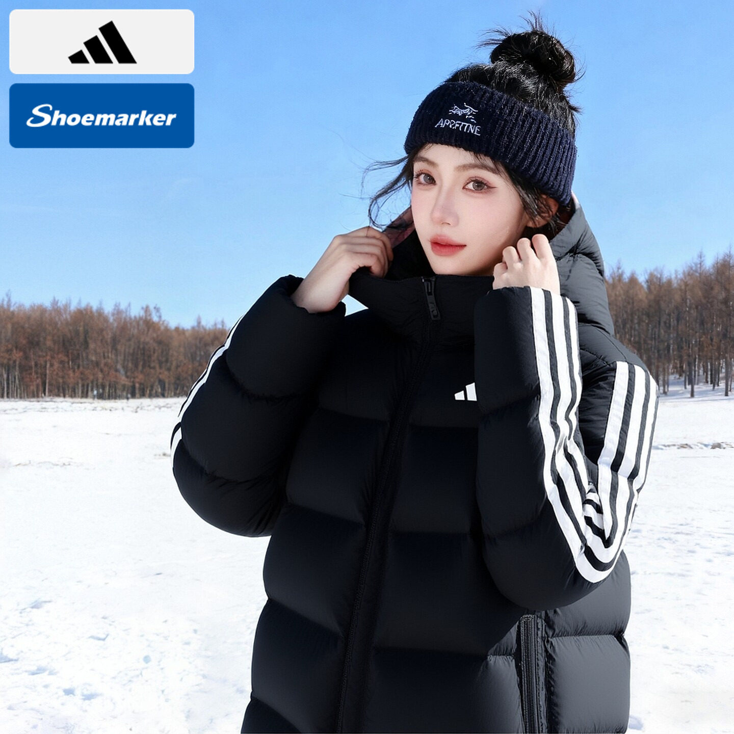 阿迪达斯加厚羽绒服男女2025春季新款连帽外套运动服防风保暖夹克