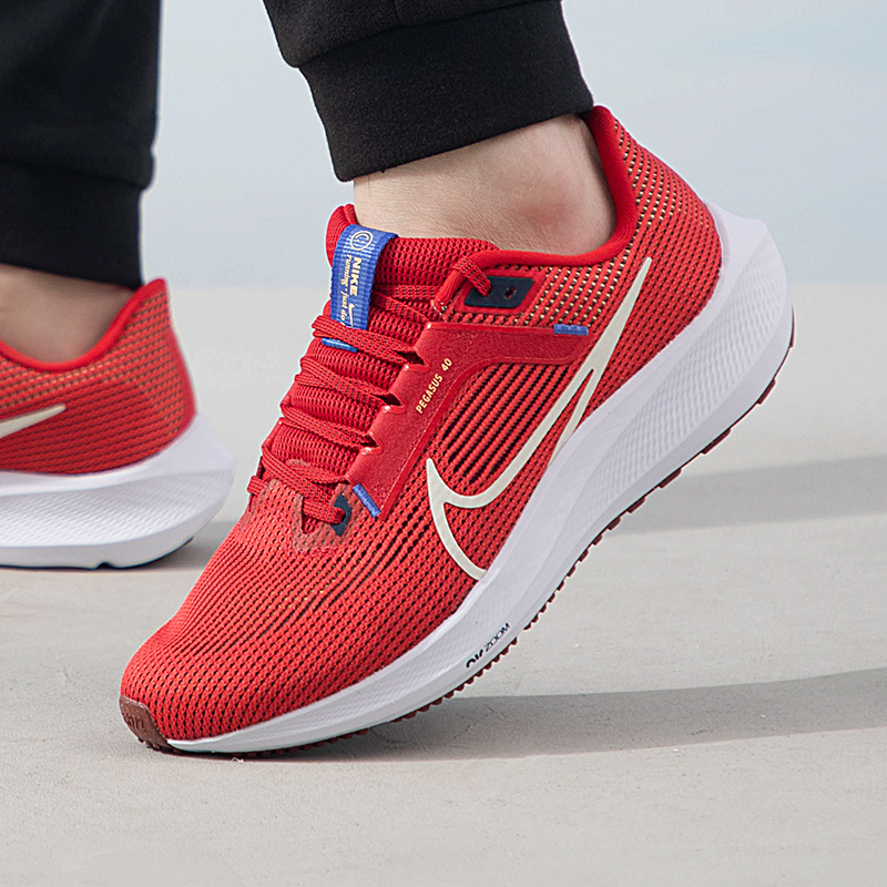 Nike耐克红色跑步鞋AIR ZOOM PEGASUS 40男鞋2024夏季新款运动鞋
