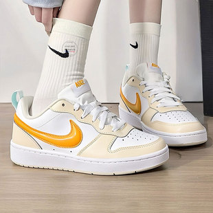 NIKE耐克大童鞋COUR立体奶油黄大勾运动休闲男女板鞋IQ9796-171