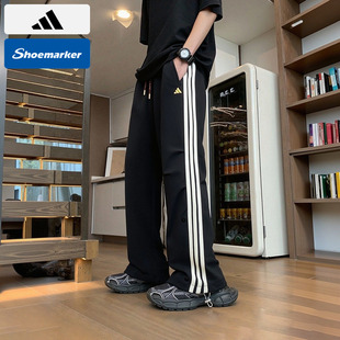 男款 Adidas阿迪达斯黑色马年本命年新年款 长裤 下装 KR3077 直筒长裤