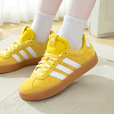 阿迪达斯网球鞋男鞋女鞋冬季新款VL COURT 3.0黄色德训鞋T头鞋子