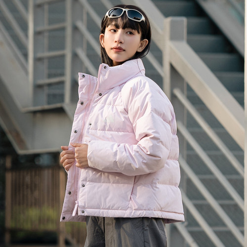 阿迪达斯羽绒服女装2025冬季新款运动休闲面包服潮流排骨服KH3976