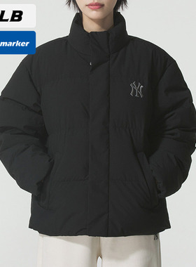 MLB官方NY黑色保暖羽绒服2025冬季新款立领运动服男女装3ADJM1256