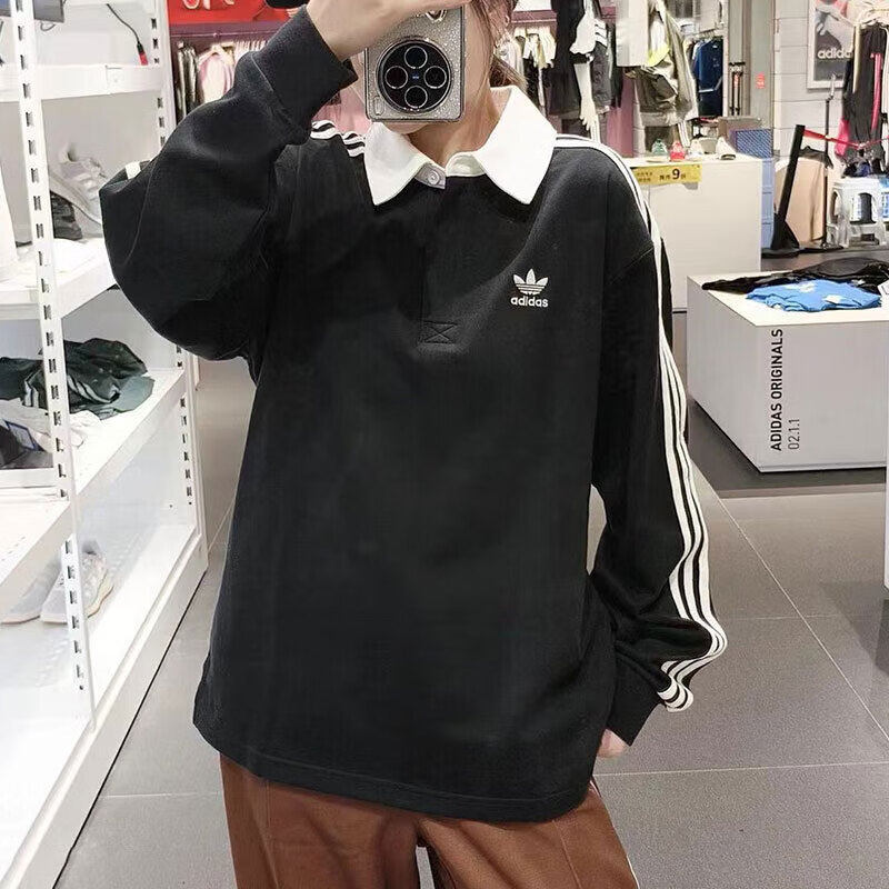 阿迪达斯adidas三叶草polo衫男装运动服休闲上衣长袖卫衣套头衫