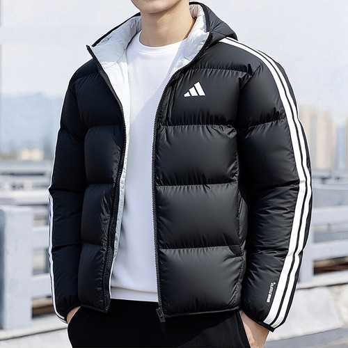 阿迪达斯双面穿羽绒服外套男25冬季新款休闲面包服加厚保暖运动服