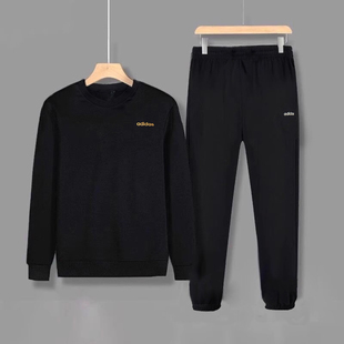 Adidas阿迪达斯卫衣套装男2025秋冬新款舒适休闲套头衫长裤两件套