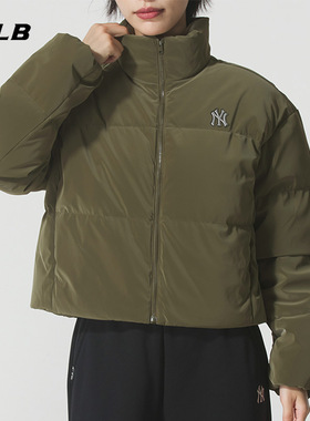 MLB官网女子短款羽绒服2025冬季新款保暖运动军绿色外套3FDJB4056