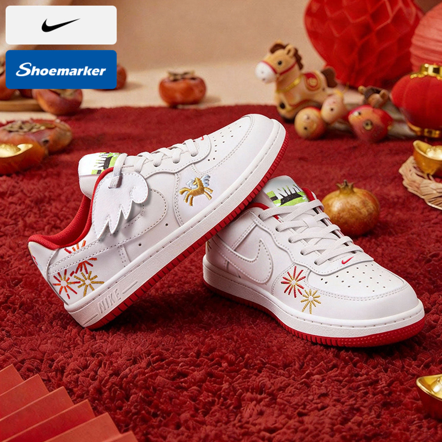 耐克正品儿童鞋2026新年款马年红色空军一号本命年运动休闲鞋板鞋