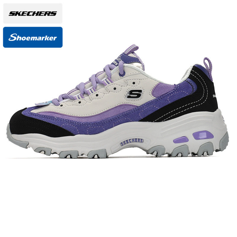 斯凯奇女鞋熊猫鞋奶茶熊芝士多肉葡萄厚底运动鞋复古拼接休闲鞋