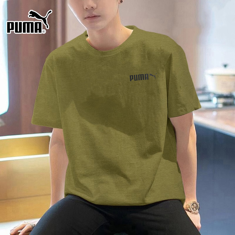 Puma彪马军绿色短袖男装2025冬季新款运动服休闲透气T恤691340