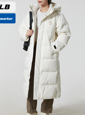 MLB长款羽绒服男女装2025春季新款运动服保暖连帽外套3ADJB3056
