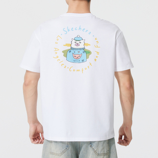 透气速干休闲t恤男装 斯凯奇 春夏新款 情侣运动短袖 旗 Skechers