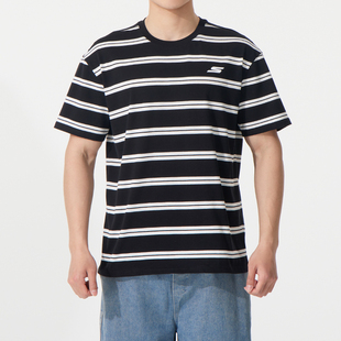 T恤男女装 斯凯奇短袖 2025夏季 新款 运动 黑白条纹半袖 商场同款