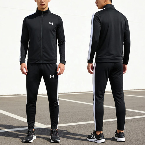 安德玛UA运动套装男装针织跑步运动服训练立领外套夹克长裤两件套