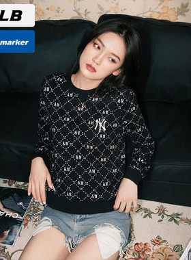 MLB官网NY老花卫衣男女装冬季新款运动服圆领宽松套头衫3AMTM0134