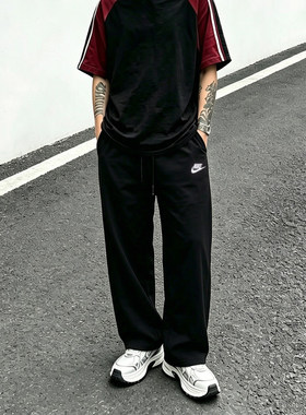 Nike耐克男款运动裤夏季新款阔腿休闲宽松针织裤帅气时尚透气裤子