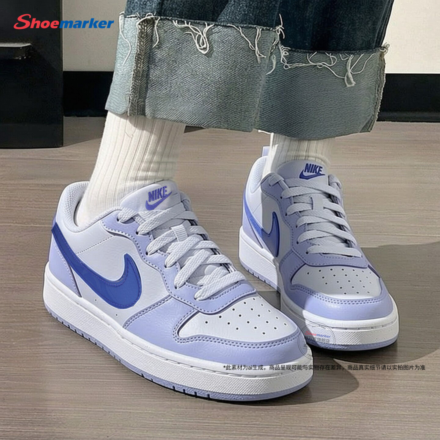 耐克夏季新款女鞋大童鞋NIKE COURT新款香芋紫低帮板鞋运动休闲鞋图片