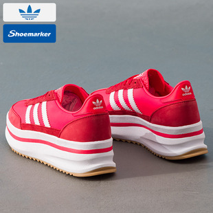 阿迪达斯三叶草女鞋2025春季新款厚底经典红色运动鞋休闲鞋JR0915