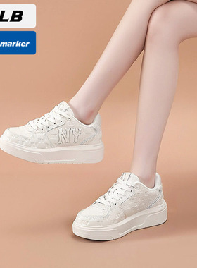 MLB官方NY厚底板鞋男女鞋2025冬季新款运动鞋白色休闲鞋3ASXE015N