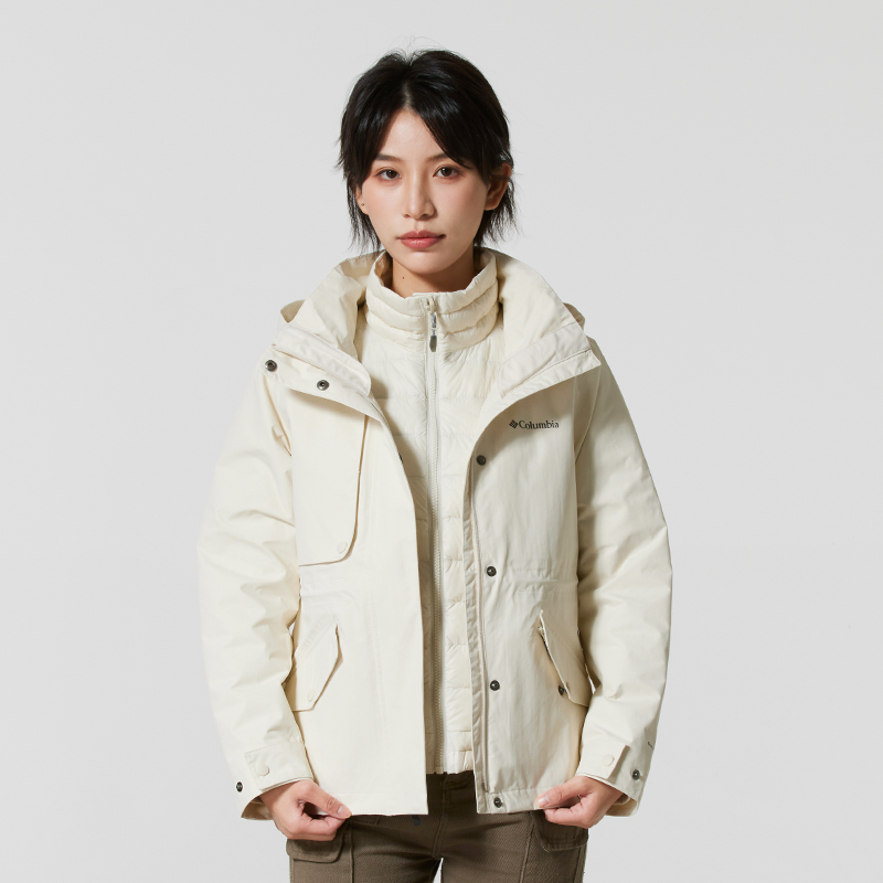 哥伦比亚运动服女金点登山防风衣700蓬鸭绒内胆三合一外套XR9092