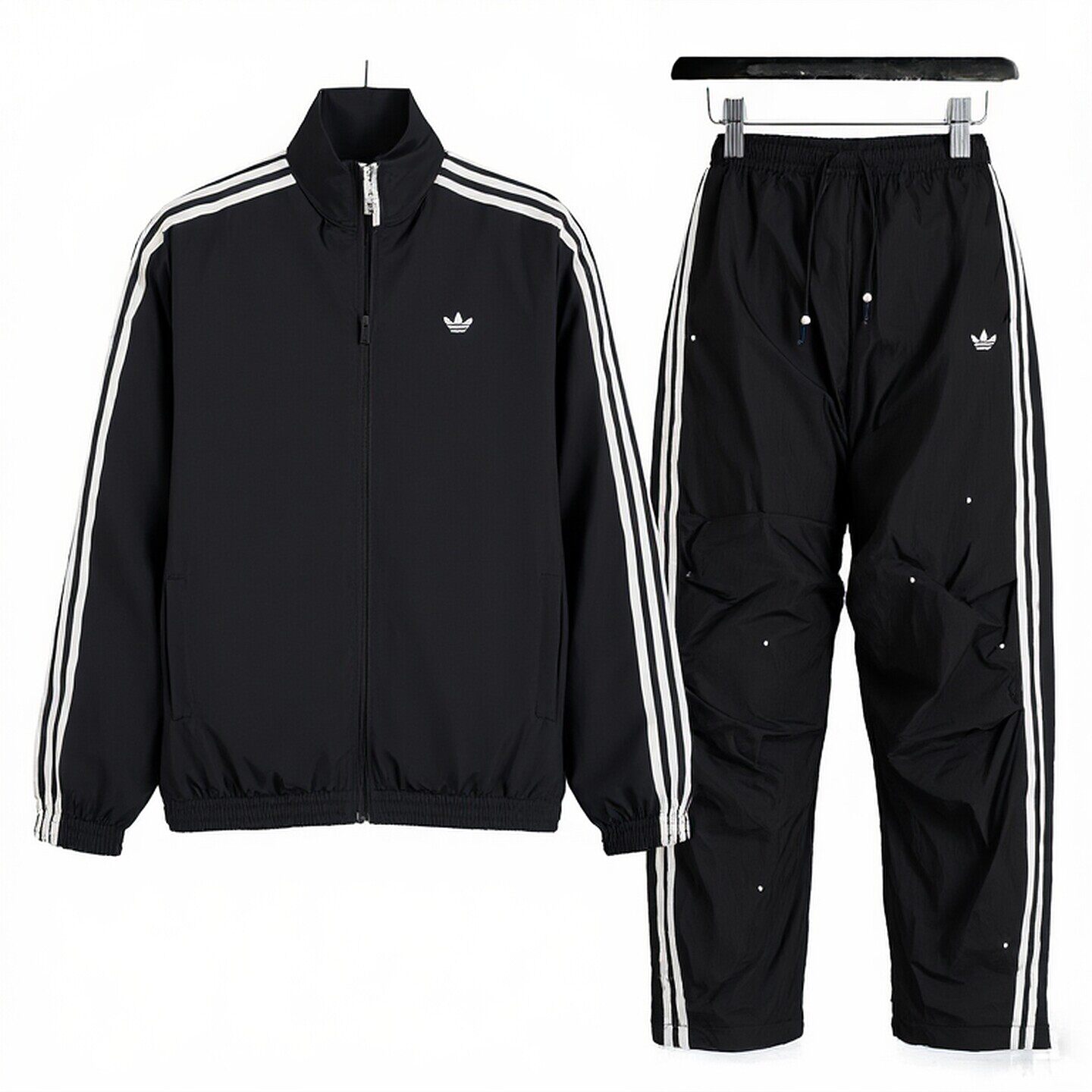 阿迪达斯三叶草男女款套装2026新款三条纹夹克外套宽松长裤运动服