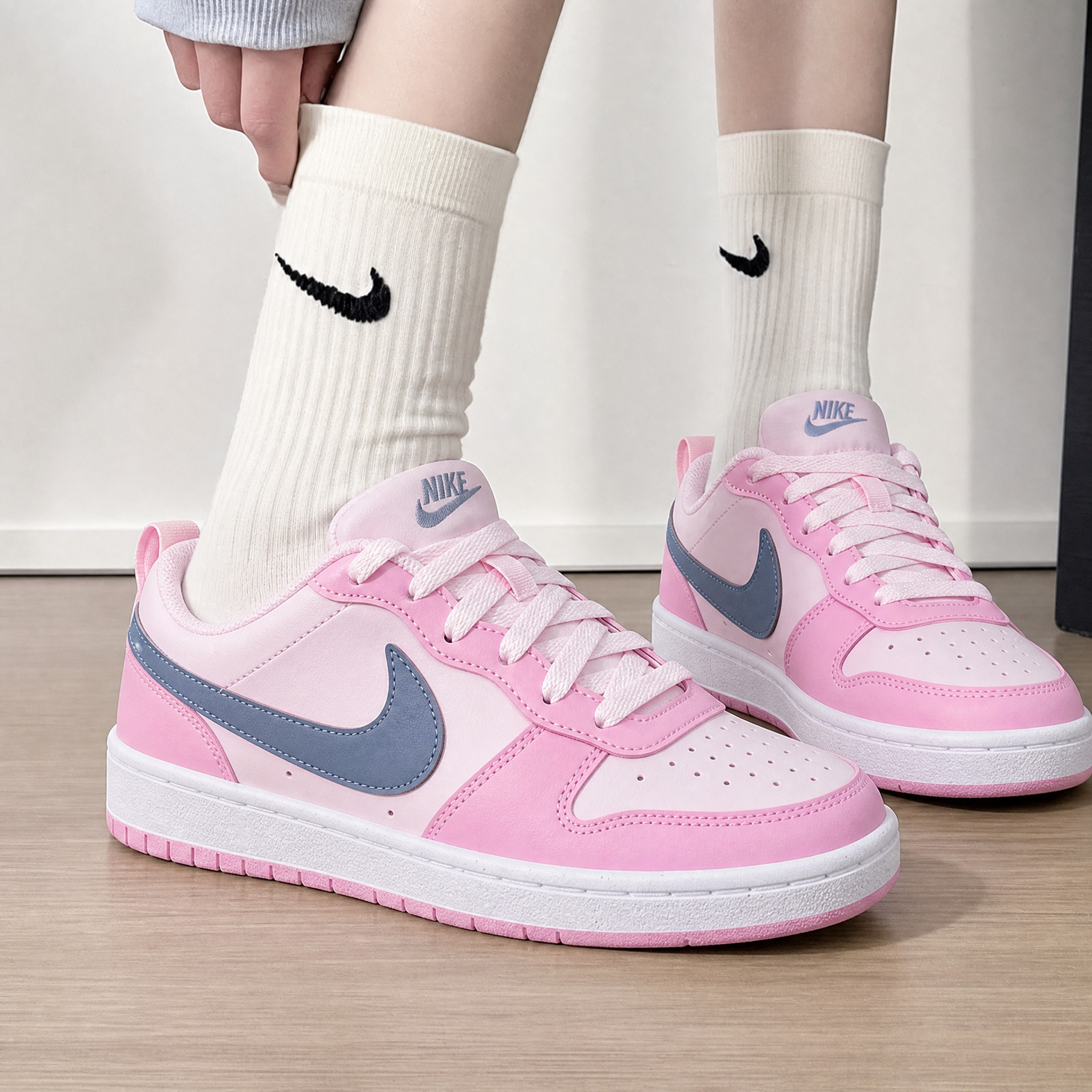 耐克正品女鞋大童平底运动鞋夏季新款男女童NIKE COURT休闲
