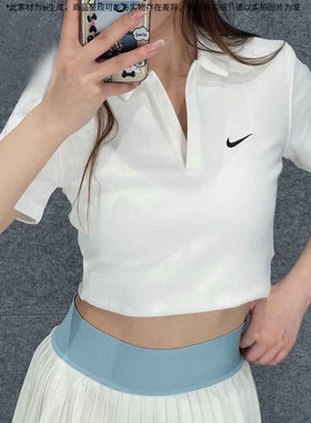 NIKE耐克女装官方正品POLO衫羽毛球服短袖网球高尔夫高腰短款T恤