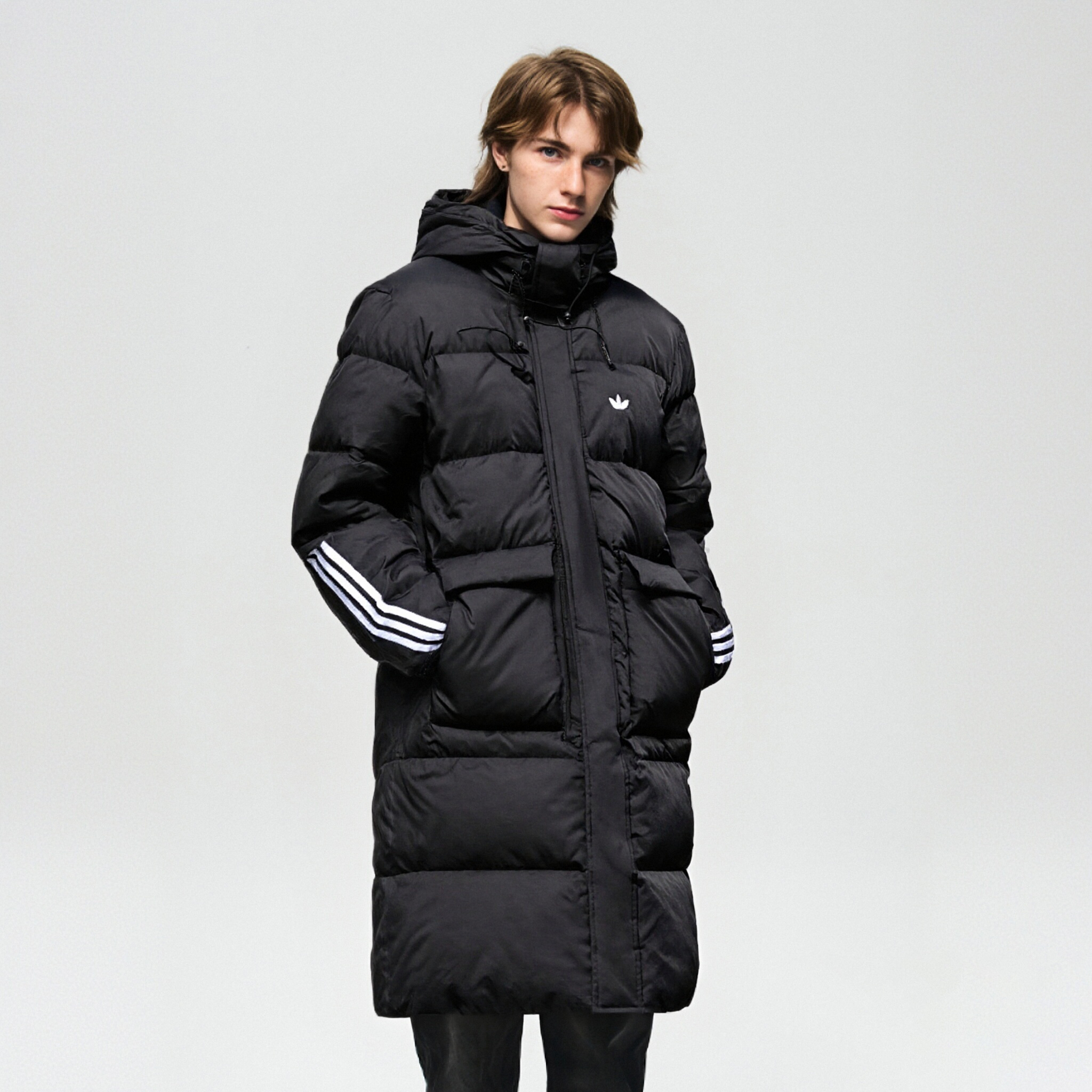 阿迪达斯三叶草羽绒服男女同款25冬季新款长款保暖羽绒运动外套