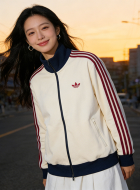 adidas阿迪达斯三叶草2026夏季新款华夫格漏斗领针织外套 KY5769