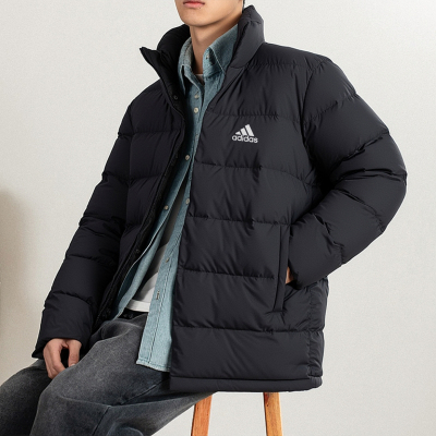 Adidas阿迪达斯立领保暖羽绒服男款25冬季新款中长款羽绒外套男装