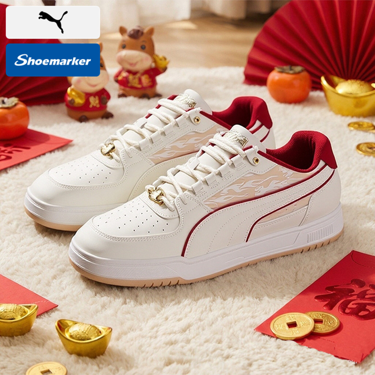 PUMA彪马板鞋男鞋女鞋红色马年新年情侣运动鞋低帮休闲鞋婚鞋