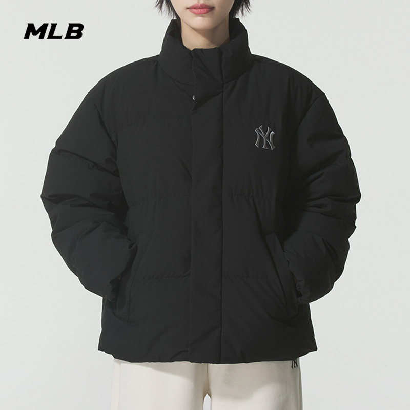MLB官方NY黑色保暖羽绒服2025冬季新款立领运动服男女装3ADJM1256